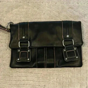 Daisy Fuentes Black Fold-over Clutch